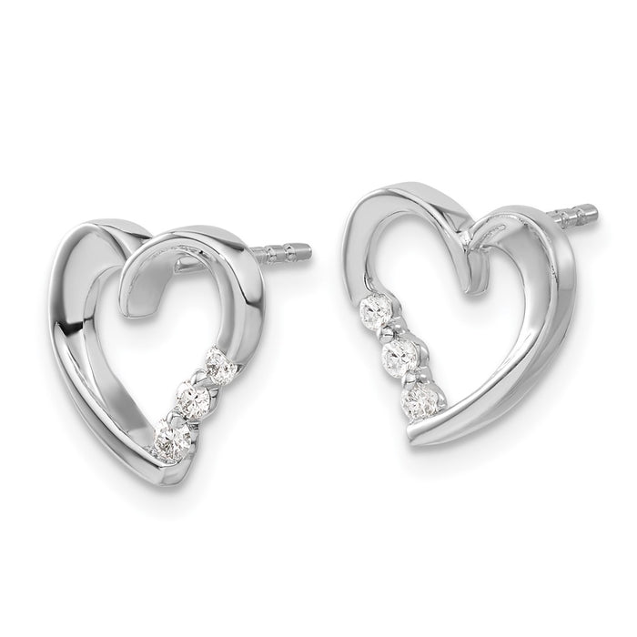 Exclusive 14K White Gold Heart-Shaped Diamond Stud Earrings - Stylish Value!-2