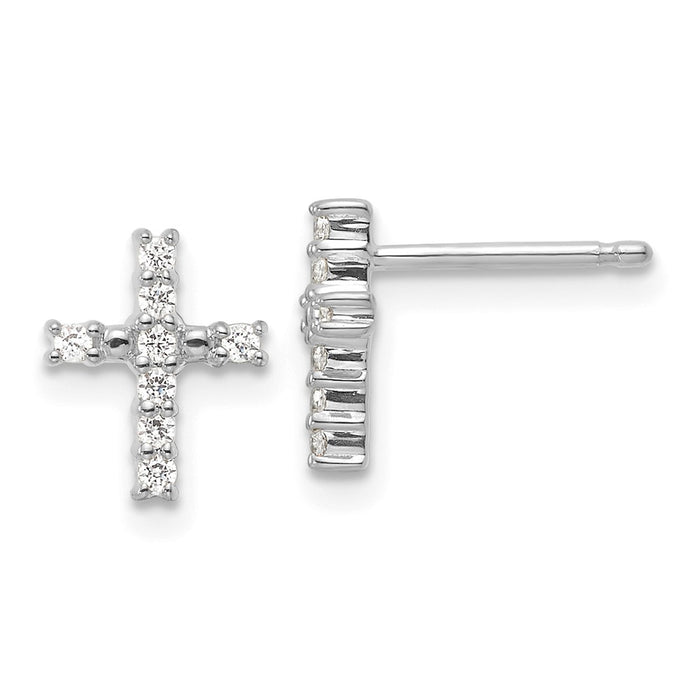 Exclusive 14K White Gold Polished Diamond Cross Earrings - Stylish Value-1