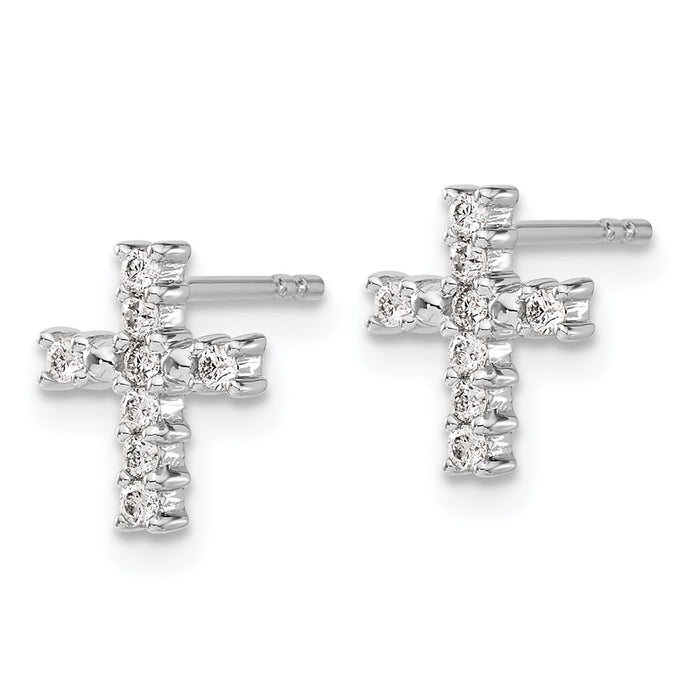 Exclusive Polished Diamond Cross Earrings in 14K White Gold - Stylish Value!-2