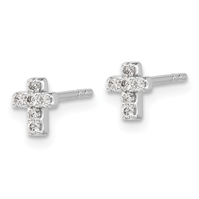 Shop Stylish 14K White Gold Diamond Cross Stud Earrings - 0.85mm, Luxury Value!-2