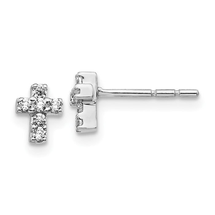 Shop Stylish 14K White Gold Diamond Cross Stud Earrings - 0.85mm, Luxury Value!-1