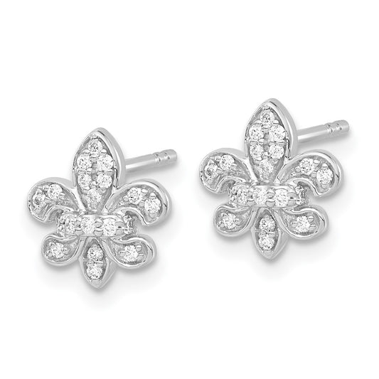 Buy Exclusive 14K White Gold Diamond Fleur-de-Lis Stud Earrings - Stylish Value!