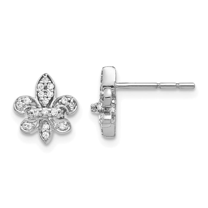 Buy Exclusive 14K White Gold Diamond Fleur-de-Lis Stud Earrings - Stylish Value!-1
