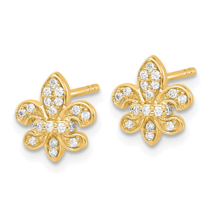 Buy 14K Gold Diamond Fleur de Lis Stud Earrings | Stylish Luxury Value-2