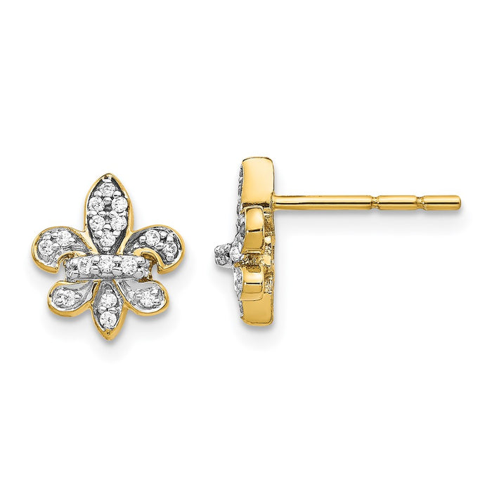 Buy 14K Gold Diamond Fleur de Lis Stud Earrings | Stylish Luxury Value-1