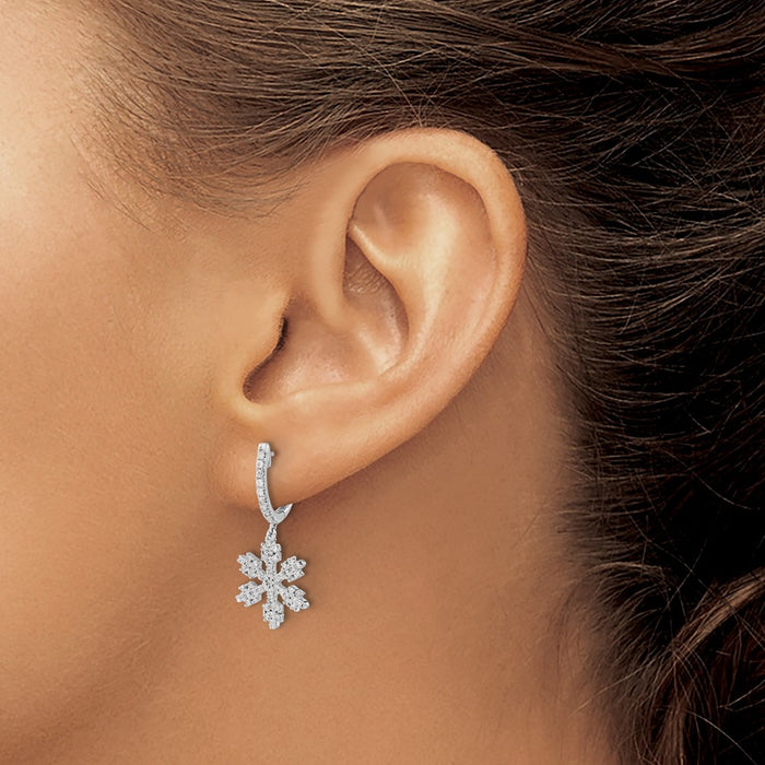 Shop Exclusive 14K White Gold Diamond Snowflake Stud Earrings - Stylish & Affordable-3