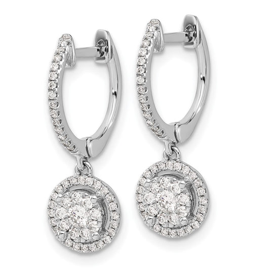 High-Quality 14K White Gold Diamond-Accented Hoop Earrings - Stylish Value!
