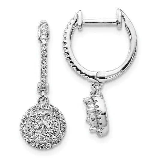 High-Quality 14K White Gold Diamond-Accented Hoop Earrings - Stylish Value!