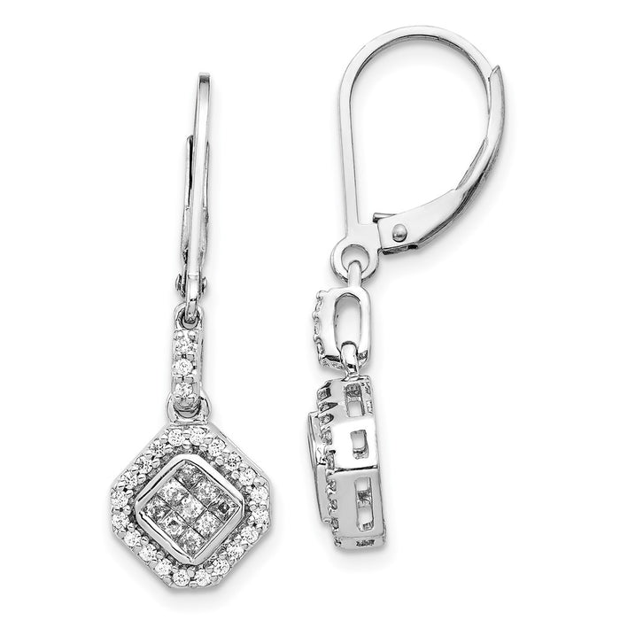 Buy 14K White Gold Diamond Drop Earrings - Stylish & Affordable Luxury!-1