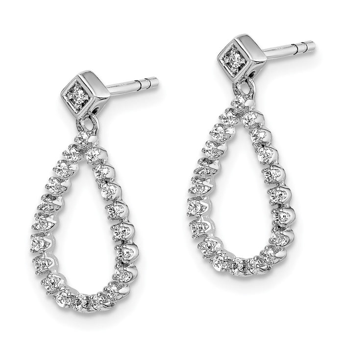 Exclusive 14K White Gold Diamond Drop Earrings - Stylish Teardrop Design-2