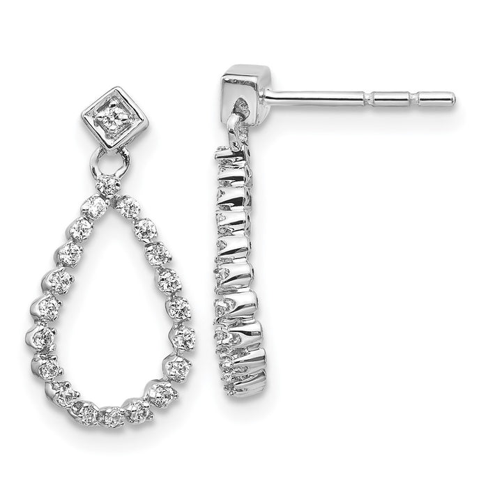Exclusive 14K White Gold Diamond Drop Earrings - Stylish Teardrop Design-1