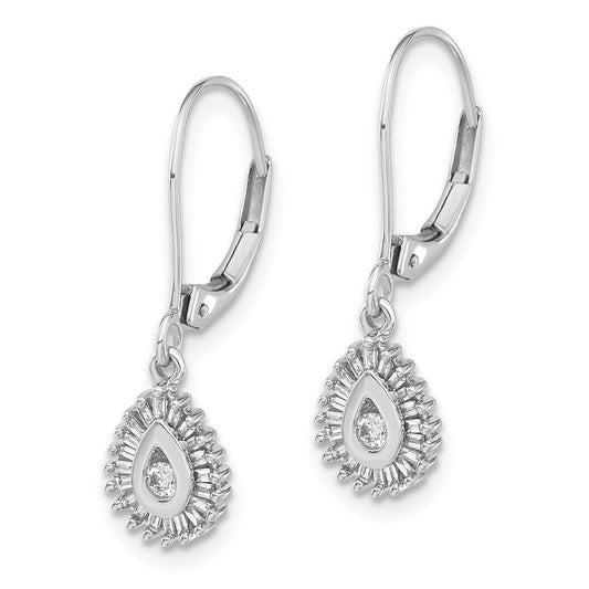 Buy Stylish 10K White Gold Baguette Diamond Teardrop Halo Earrings