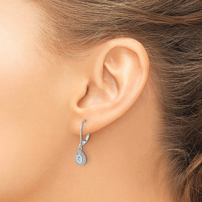 Buy Stylish 10K White Gold Baguette Diamond Teardrop Halo Earrings-3