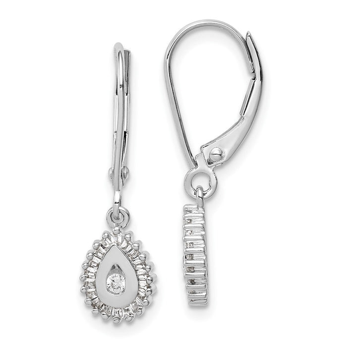 Buy Stylish 10K White Gold Baguette Diamond Teardrop Halo Earrings-1