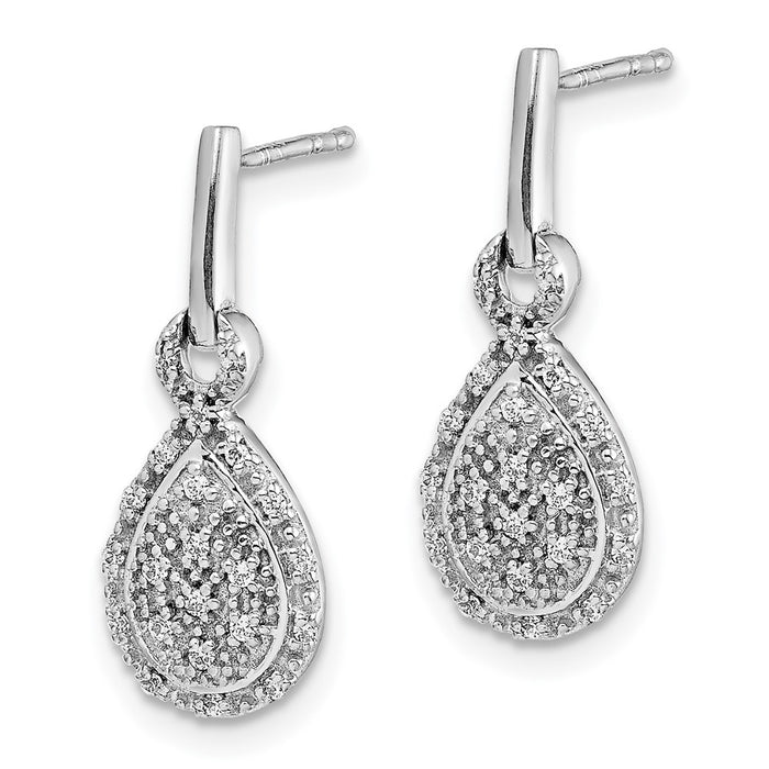 Exclusive 14K White Gold Diamond Drop Earrings - Stylish Teardrop Design-2