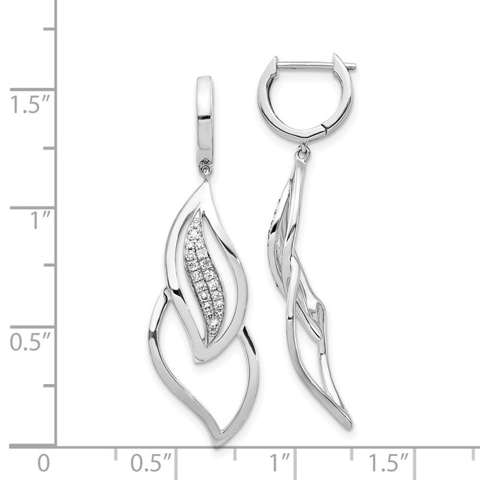 Shop Exclusive 14K White Gold Diamond-Accented Leaf Hoop Earrings - Stylish Design-4