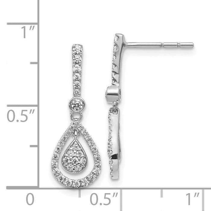 High-Quality 14K White Gold Diamond Teardrop Dangle Earrings - Stylish Value-2