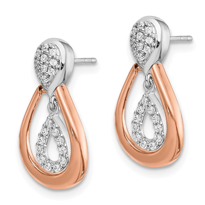 Shop Stylish 14K White & Rose Gold Diamond Drop Earrings - Luxury Design-2