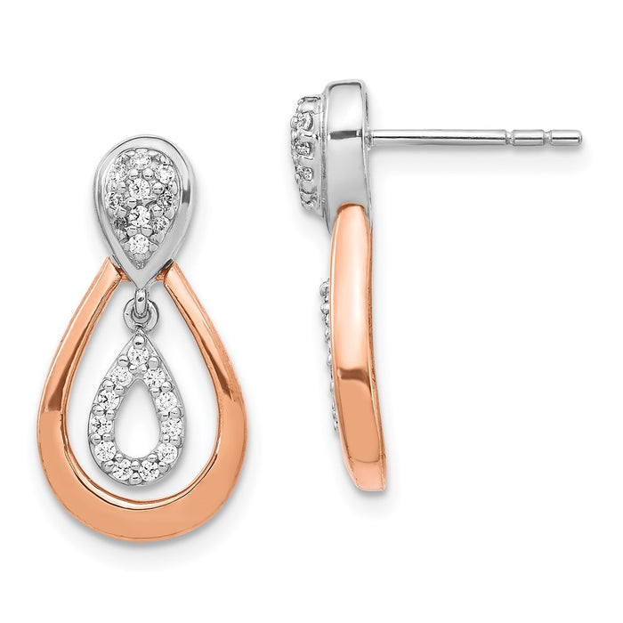 Shop Stylish 14K White & Rose Gold Diamond Drop Earrings - Luxury Design-1