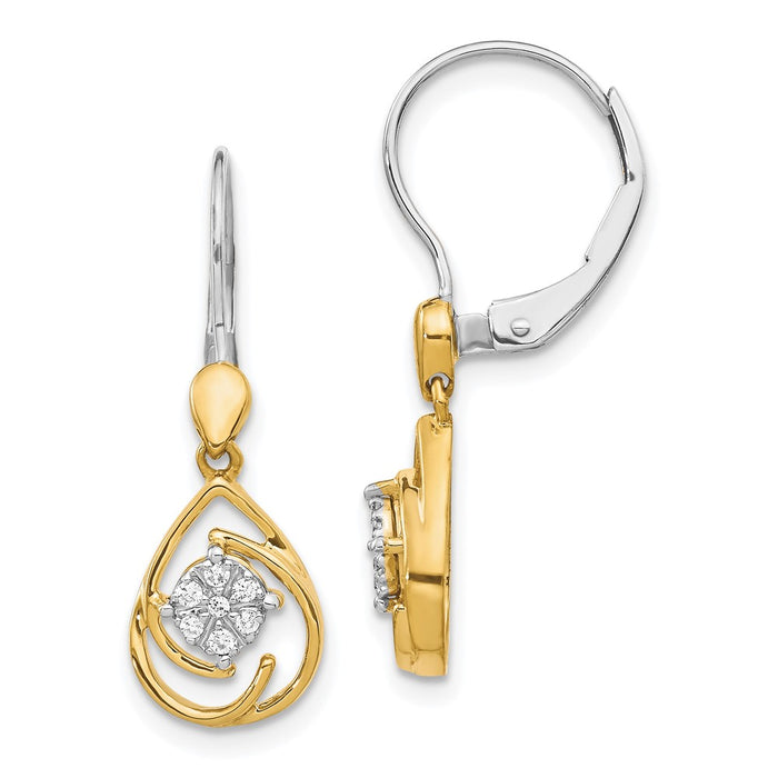 Shop Stylish 14K Two-Tone Diamond Teardrop Dangle Earrings - Luxury Design-1