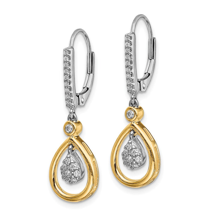 Buy Stylish 14K Two-Tone Oval Diamond Cluster Leverback Earrings - Luxury!-2