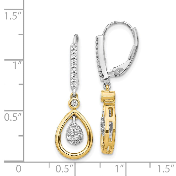 Buy Stylish 14K Two-Tone Oval Diamond Cluster Leverback Earrings - Luxury!-4