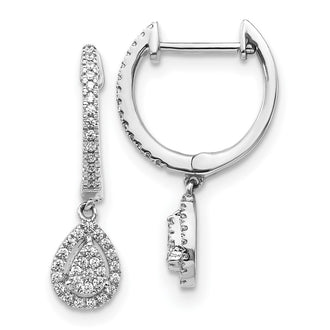 Buy Exclusive 14K White Gold Teardrop Hoop Earrings - Stylish Diamond Accents