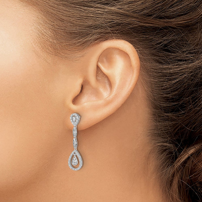 Shop Stylish 14K White Gold Teardrop Diamond Drop Earrings - Luxury Value!-3
