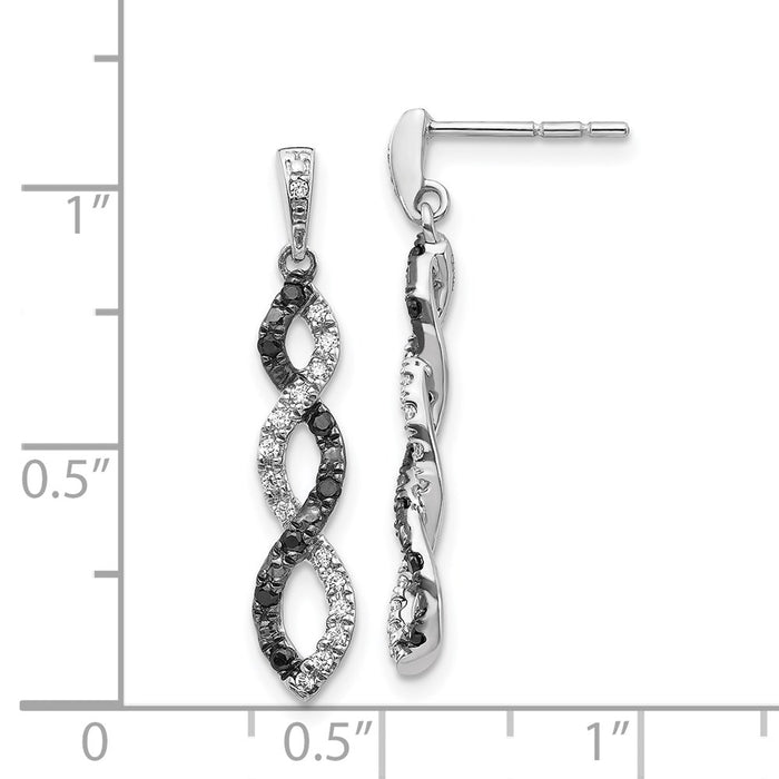 High-Quality 14K White Gold Twisted Earrings with Black & White Diamonds - Stylish Value-4