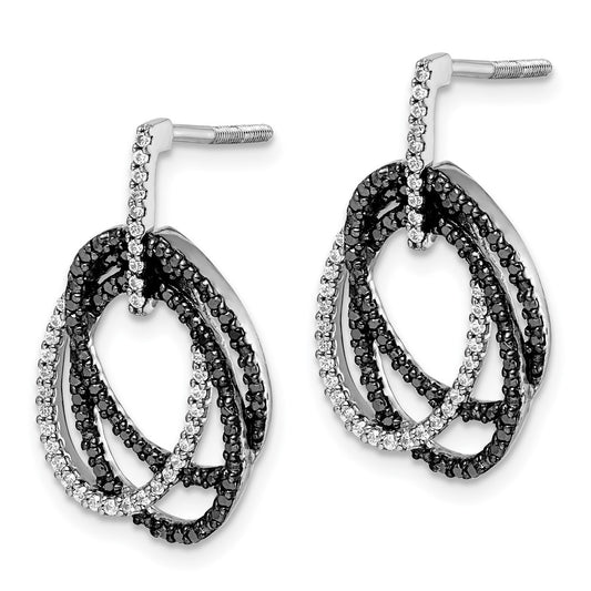 Shop Exclusive 14K White Gold Oval Dangle Earrings with Diamonds - Stylish Value