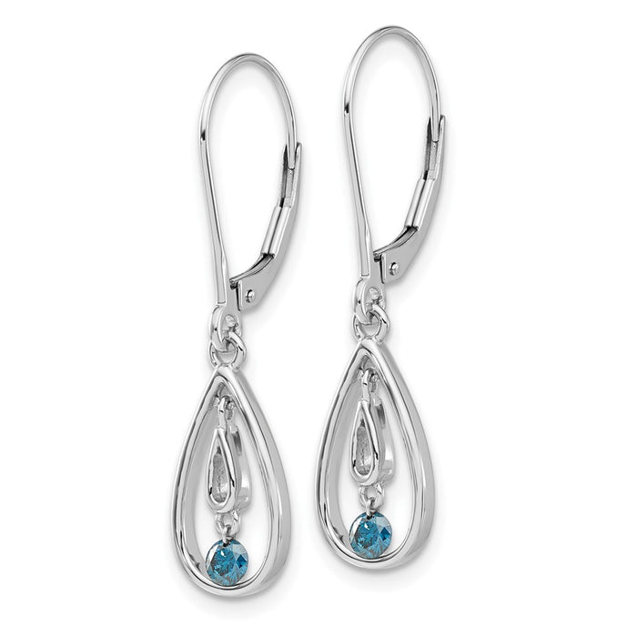 Buy Stylish 14K White Gold Blue Diamond Drop Earrings - Affordable Luxury Design-2