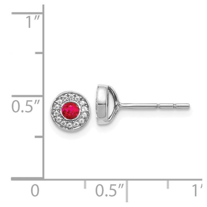 Exclusive 14K White Gold Ruby & Diamond Halo Stud Earrings | Stylish Value-4