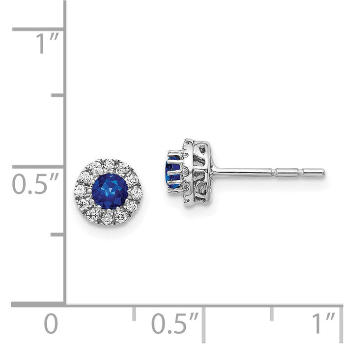 Buy Exclusive 14K White Gold Halo Stud Earrings with Diamonds & Blue Sapphires-4