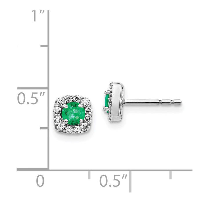 Shop Luxury 14K White Gold Square Halo Earrings with Diamonds & Emeralds-4