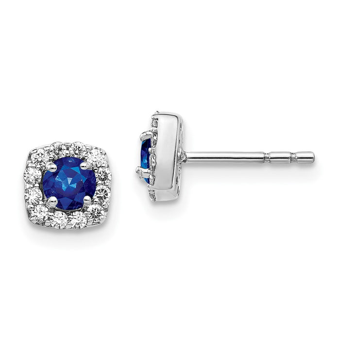 Exclusive 14K White Gold Square Halo Earrings with Diamonds & Sapphires-1