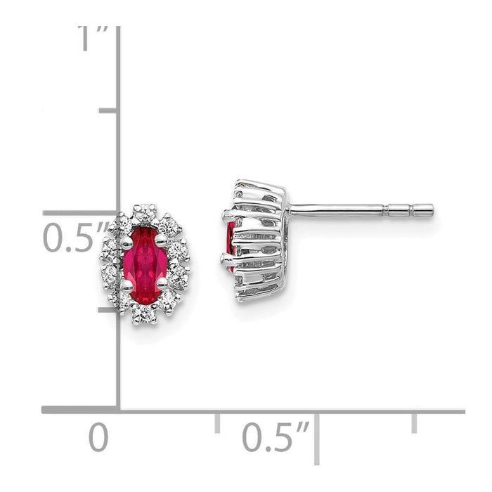 Buy Exclusive 10K White Gold Oval Halo Earrings with Diamonds & Rubies - Stylish Value-4