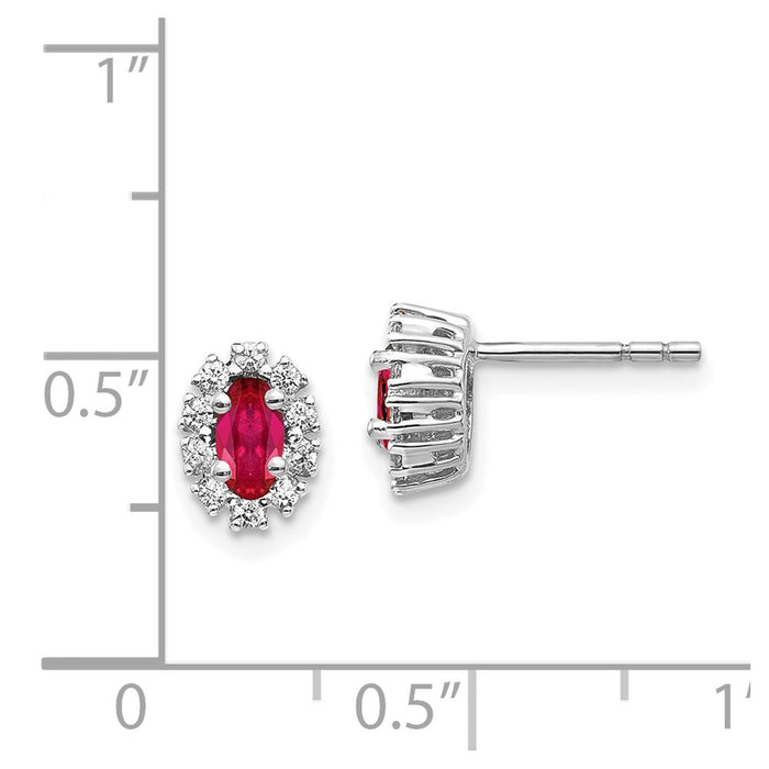 Buy Exclusive 14K White Gold Oval Halo Earrings with Diamonds & Rubies-4