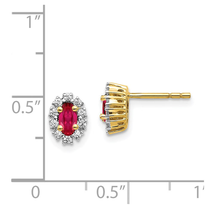 Shop Exclusive 14K Yellow Gold Oval Halo Earrings with Diamonds & Rubies-4