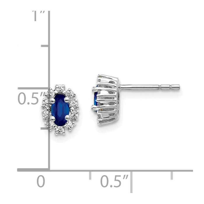 Shop Exclusive 10K White Gold Oval Halo Earrings with Diamonds & Sapphires-4