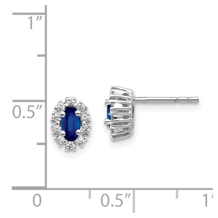 Buy Exclusive 14K White Gold Oval Halo Earrings with Diamonds & Sapphires-4