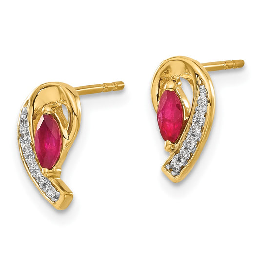 Exclusive 14K Gold Diamond & Ruby Earrings - Stylish, High-Quality Jewelry
