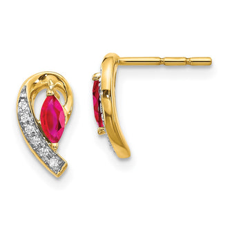 Exclusive 14K Gold Diamond & Ruby Earrings - Stylish, High-Quality Jewelry