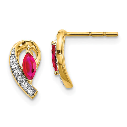 Exclusive 14K Gold Diamond & Ruby Earrings - Stylish, High-Quality Jewelry