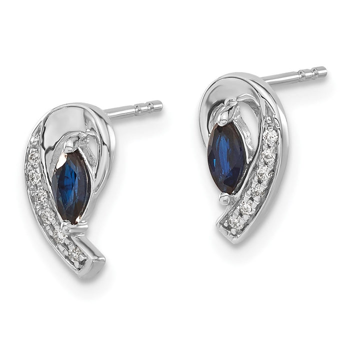 Buy Stylish 14K White Gold Diamond & Sapphire Stud Earrings - Luxury Value-2