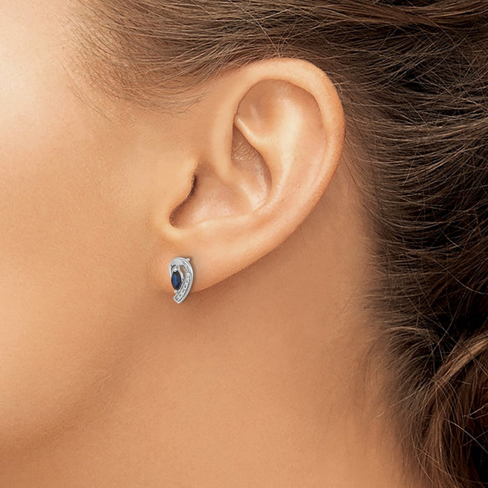 Buy Stylish 14K White Gold Diamond & Sapphire Stud Earrings - Luxury Value-3