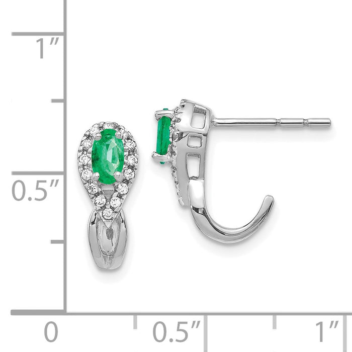 Exclusive 14K White Gold Emerald & Diamond Earrings - 1/8 Ct Diamonds, Affordable Luxury-4