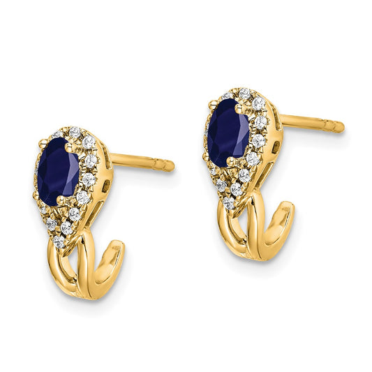 Buy 10K Yellow Gold Sapphire & Diamond Earrings | Stylish Luxury Design