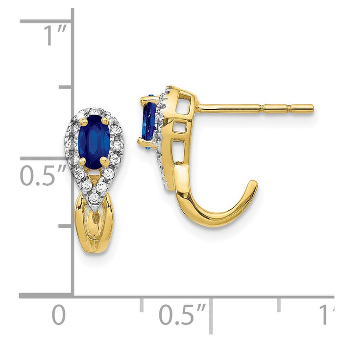 Buy 10K Yellow Gold Sapphire & Diamond Earrings | Stylish Luxury Design-4