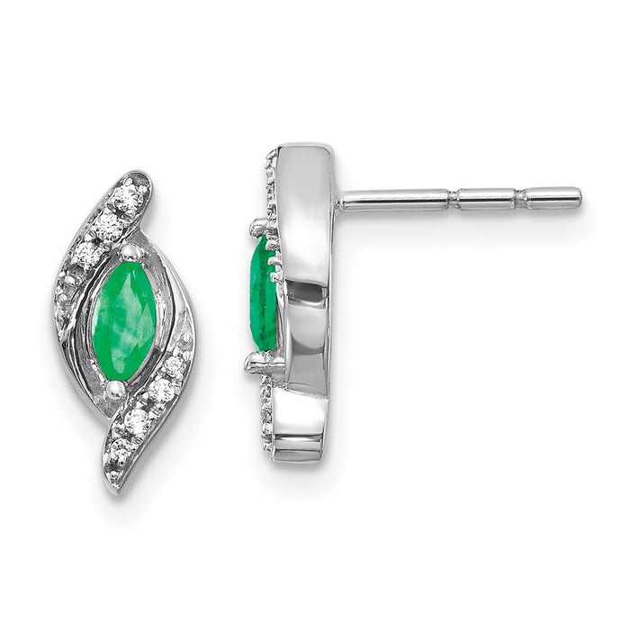 Buy Stylish 10K White Gold Diamond & Emerald Earrings | 1/15 Ct Diamond Weight-1