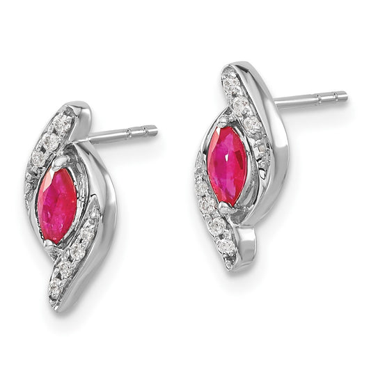 Exclusive 14K White Gold Ruby & Diamond Earrings - Stylish Luxury Value!